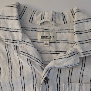 Jeremiah men's striped short sleeve button up cotton linen polo
